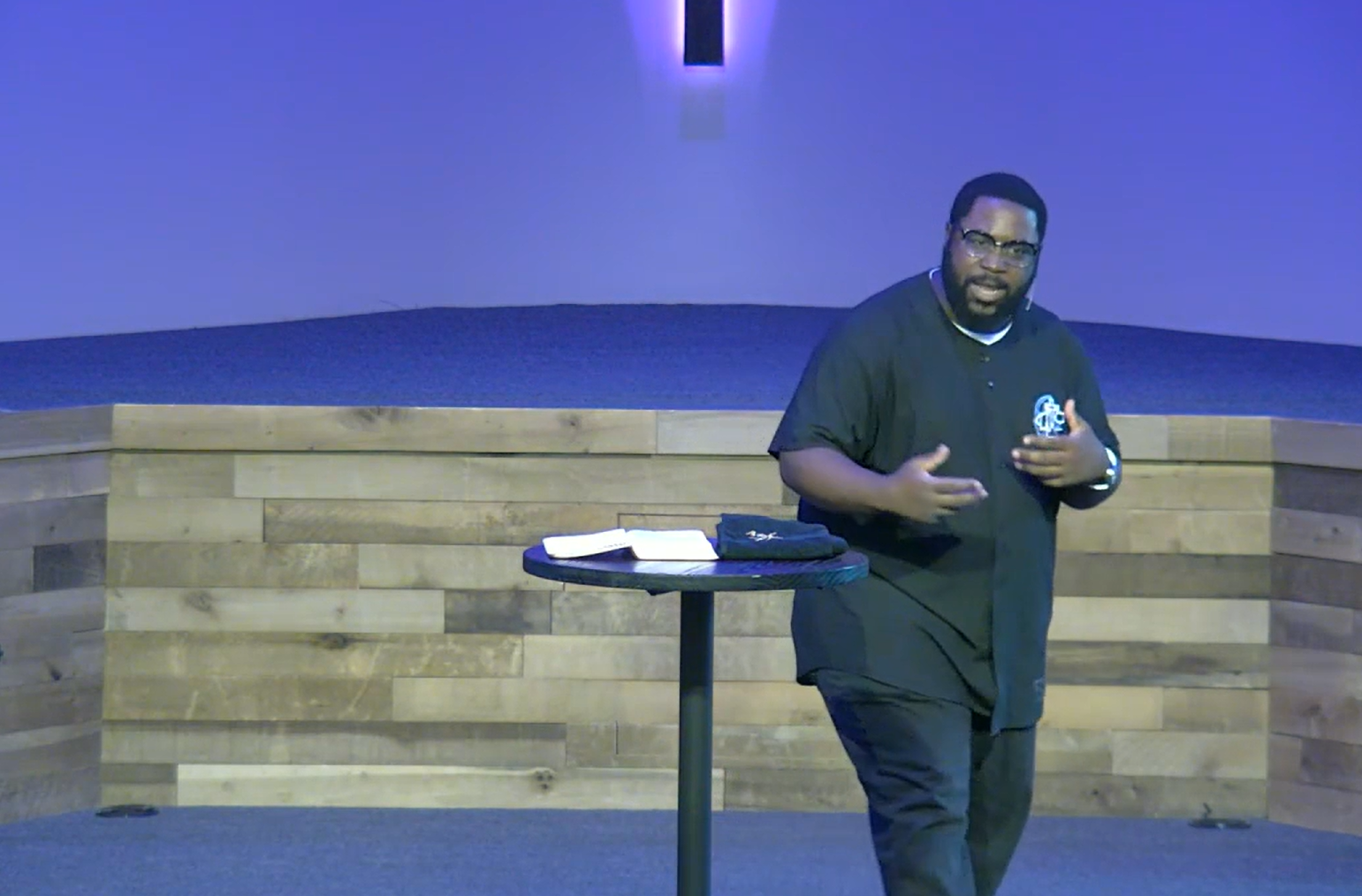 Devin Calhoun at the pulpit